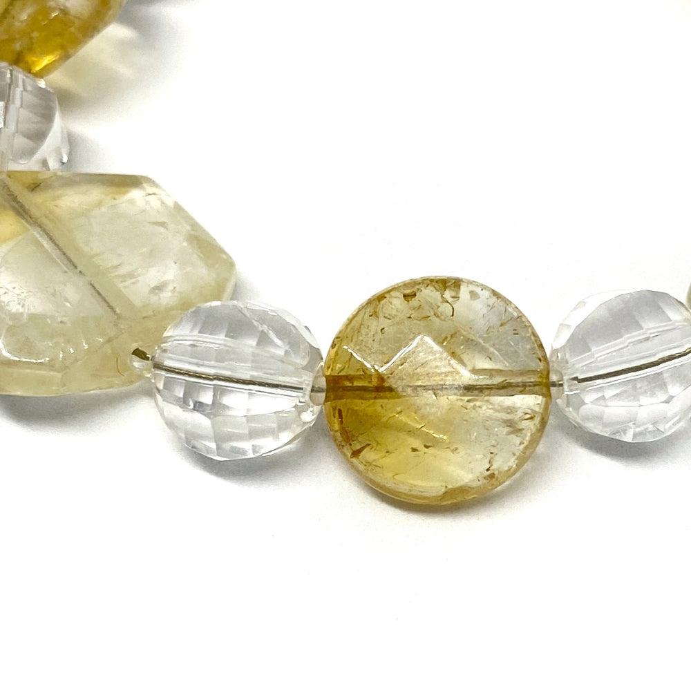 Yellow and Clear Gemstone Beaded Adjustable Bracelet